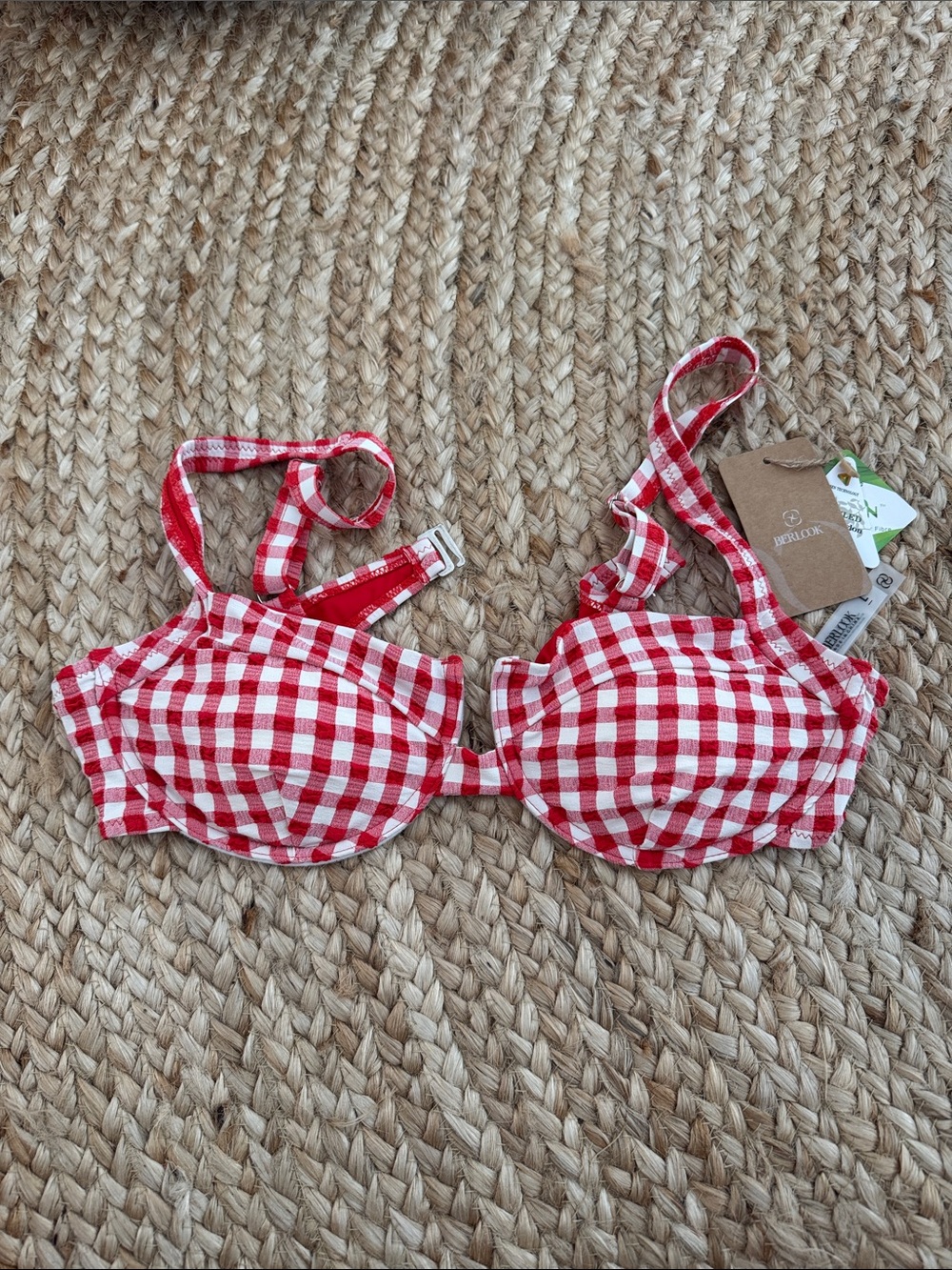 Red & White Gingham Underwire Bikini Top